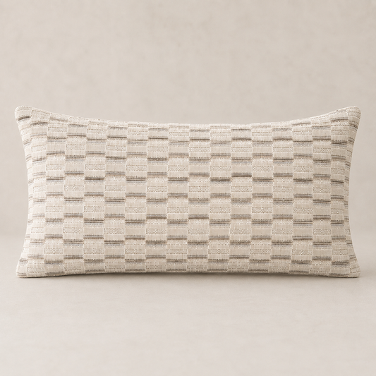 Clarke & Clarke Cubis Natural Pillow Cover | 12” × 21”