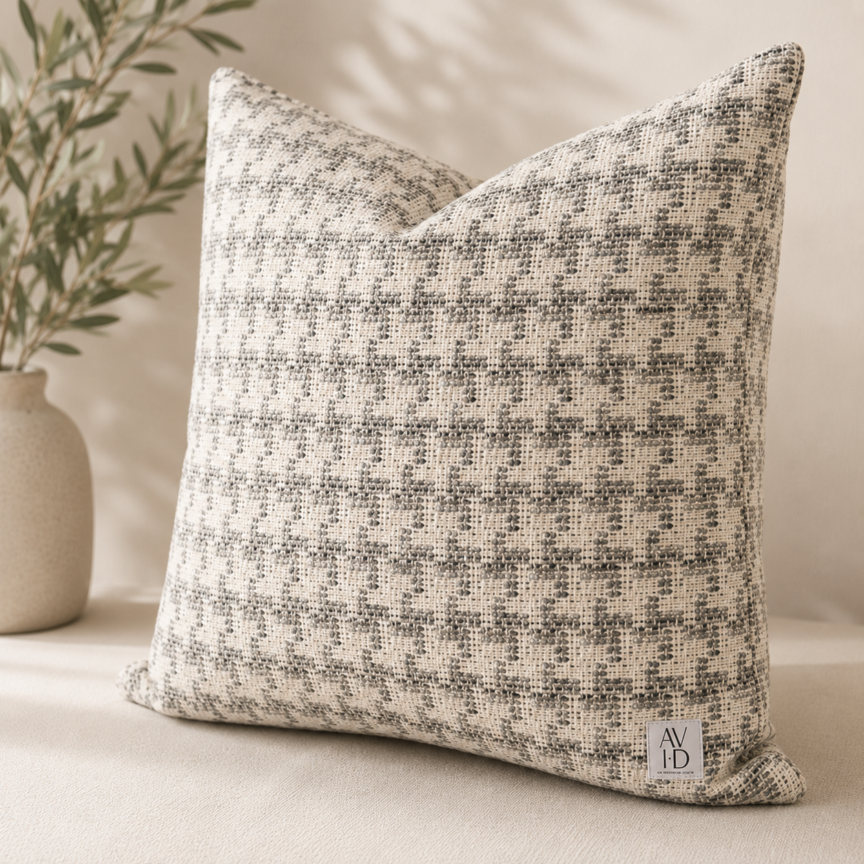 Clarke & Clarke Yves Charcoal Pillow Cover | 20” × 20