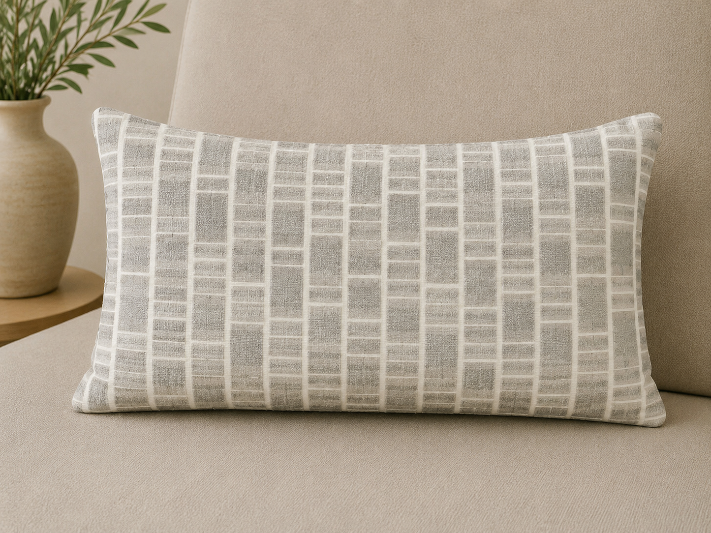 Kravet Thom Filicia Caisson Pewter Pillow Cover | 12” × 21”